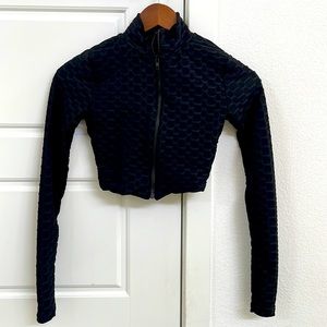 NAKED WARDROBE honeycomb crop top stretch jacket